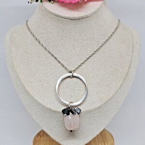 HandPicked 925 Silver Rose Quartz Gemstone Jumble Pendant Necklace